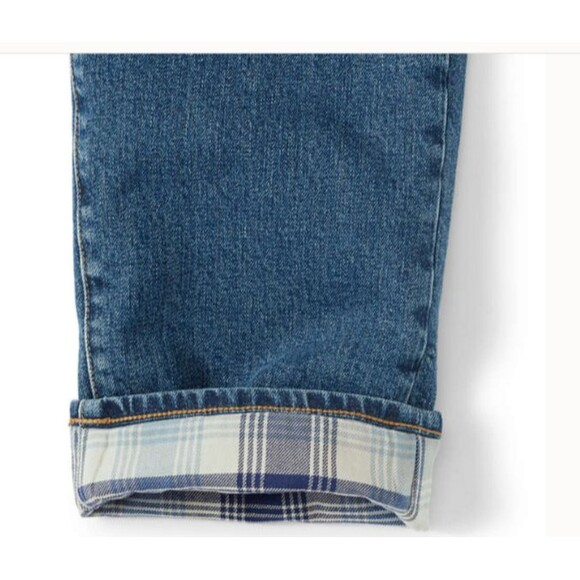 Lands End flannel Jeans men's 42 x 34 warm winter blue cotton pants xl tall new - Picture 4 of 4